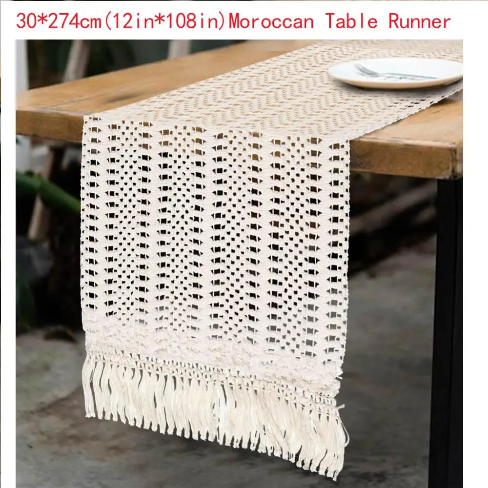 12in runner OurWarm Бохо свадебное украшение для свадьбы кружево настольная дорожка DIY Висячие Ловец снов Роза гирлянда Пальмовые Листья Свадебный фон - Цвет: 12in runner