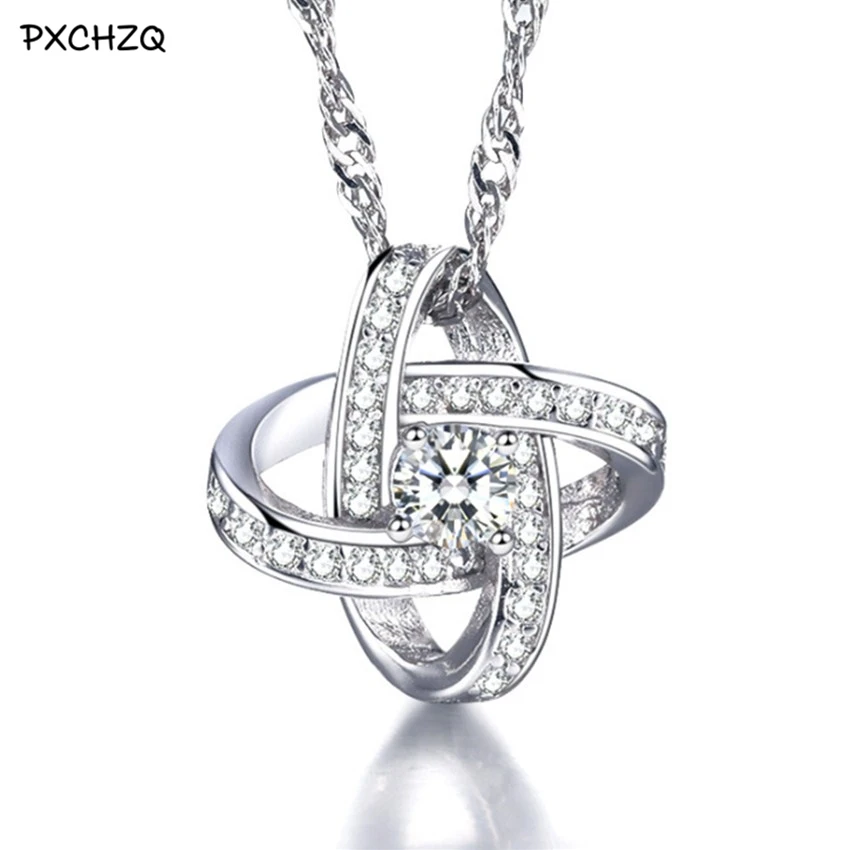 Ms. Серебряный цвет кулон сердце вечная любовь мода супер флэш кристалл ювелирные