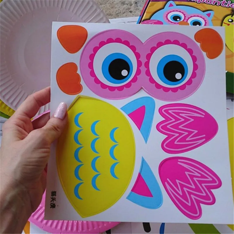 Happyxuan DIY бумажная пластина Искусство ремесло наклейки Пазлы Мультфильм Животные