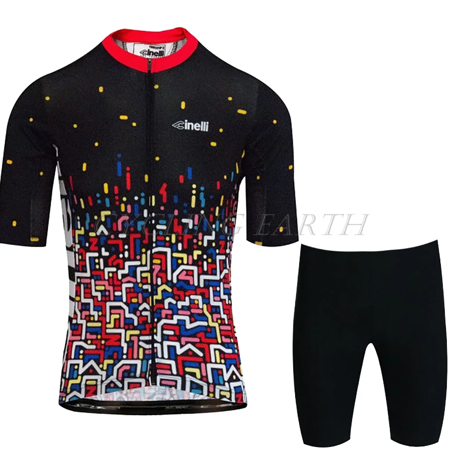 short set CINELLI Cycling Clothes Set Short sleeve Jersey and bib shorts Kit Summer Men bike clothing MTB Ropa Ciclismo clothing#8 - Цвет: short set