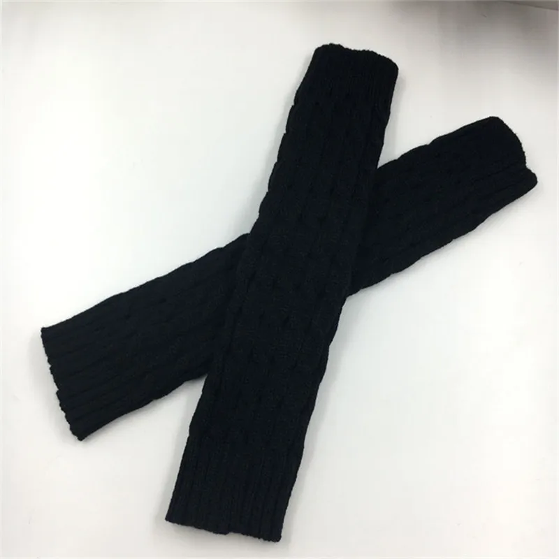 Black Осенне-зимние женские вязаные гетры; сапоги до колена; укороченные сапоги гетры; однотонные теплые сапоги - Цвет: Black