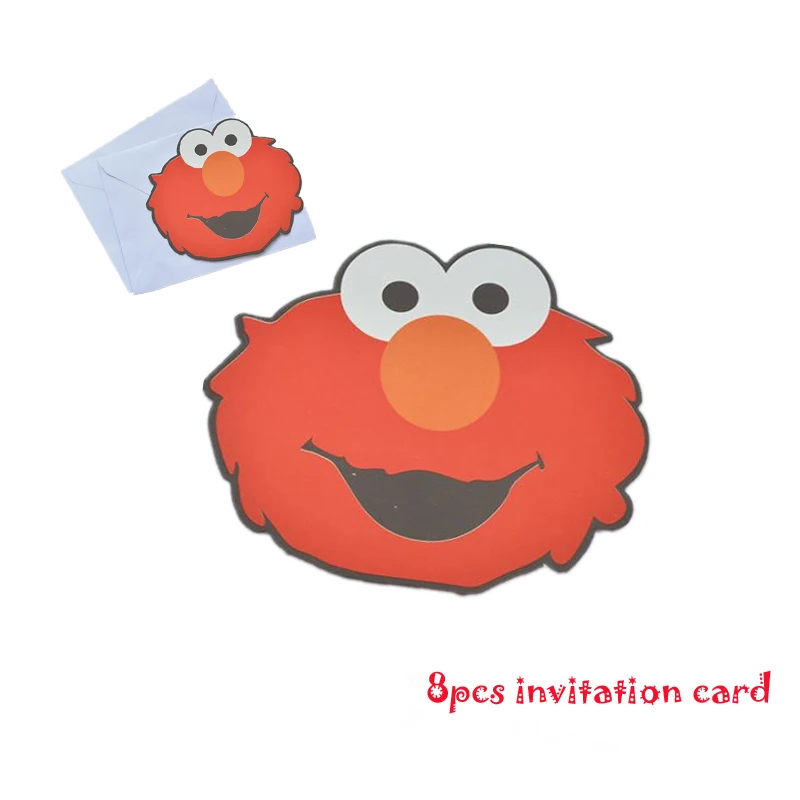 Omilut Elmo одноразовая скатерть улица морской день рождения тарелки/чашки Детские вечерние для украшения детского душа - Цвет: 8pcs invitation card