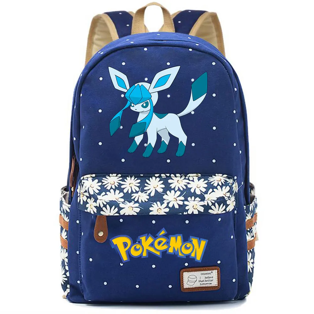 703CHK-26 Eevee Espeon Flareon Glaceon Jolteon школьная сумка в горошек для мальчиков и девочек, женская сумка, школьная сумка для подростков, Холщовый женский рюкзак - Цвет: 703CHK-26
