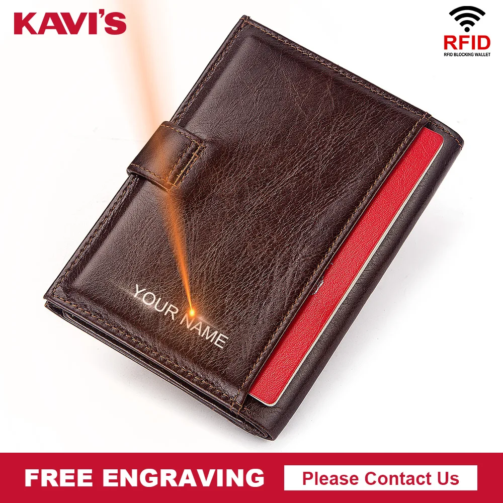 KAVIS 100% Genuine Leather Men Wallet PORTFOLIO Male Cudan Portomonee Perse Coin Purse Pocket Money Bag Engraving for Name | Багаж и сумки