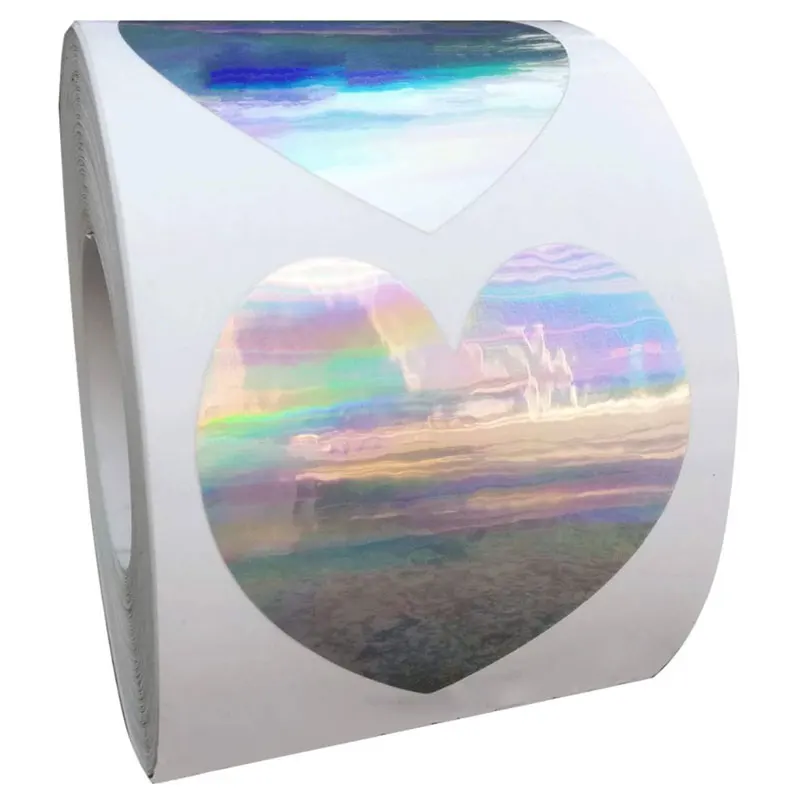 

Холодный серебристый наклейки-Рождество этикетка-лазерный сердечки из фольги Форма самоклеящиеся этикетки-учитель поставки-2"