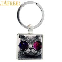 tafree good quality wholesale new fashion cool cat charm key chain pendant black cat keychain women men jewelry gift e376