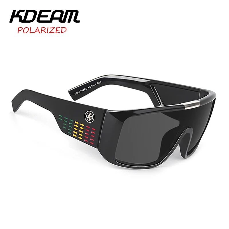 

KDEAM Windproof Sunglasses Men Polarized Sport Goggle Sun Glasses Shield Reflective Coating Original case 8 Colors KD2514