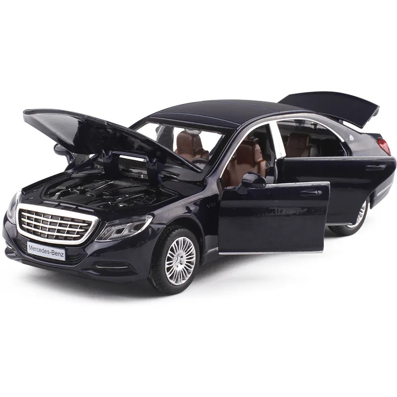 Black no box 1:24:32 звуковой светильник, сплав Maybach S600, модель автомобиля, 6 дверей, игрушки для мальчиков, детский подарок - Цвет: Black no box
