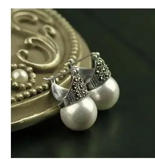 Качество естественная оболочка жемчужные серьги 925 пробы в винтажном стиле