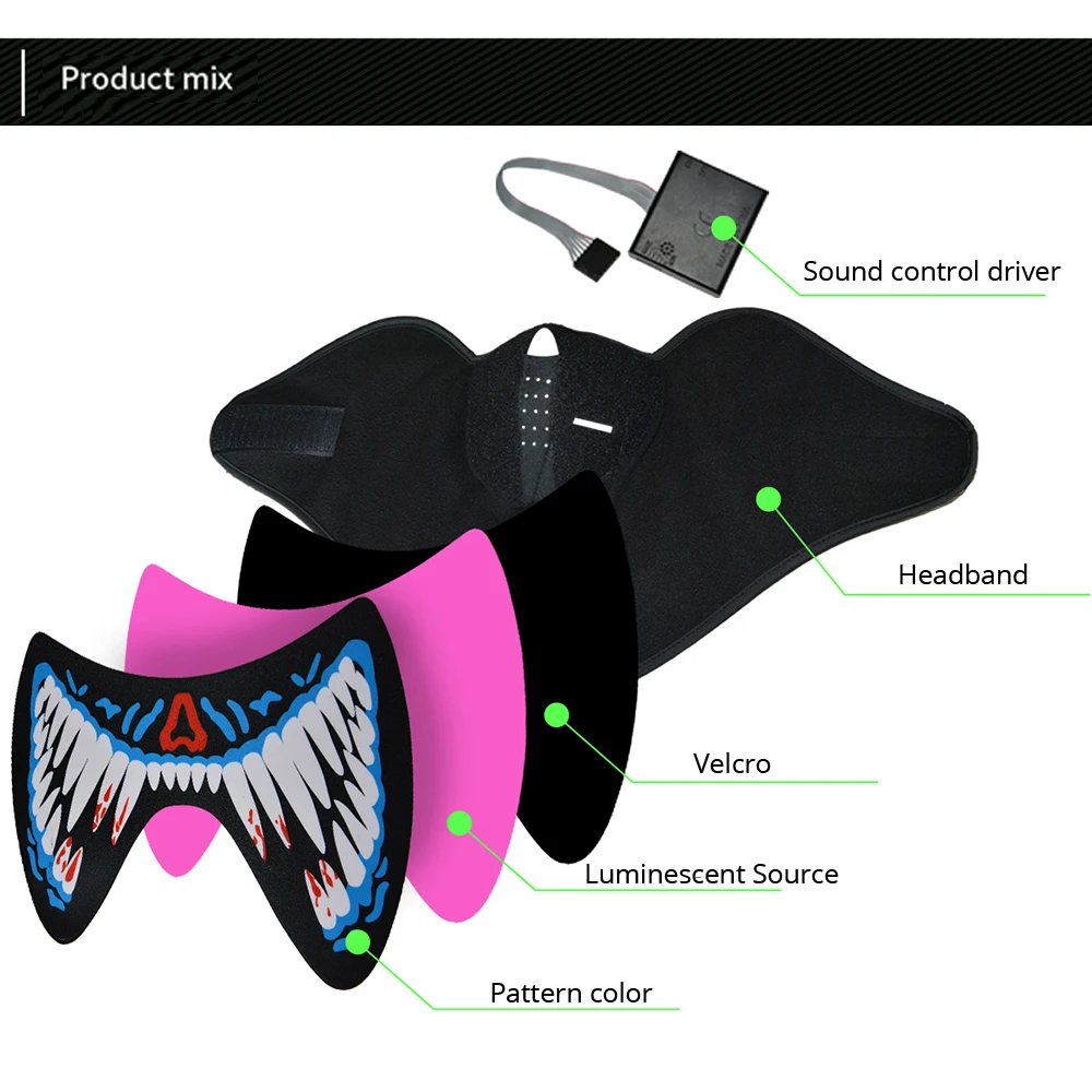 

Balaclava Moto Motorcycle Face Mask Motorbike Luminous Flashing Face Shield Halloween Clothing Mascara Moto Party Mask