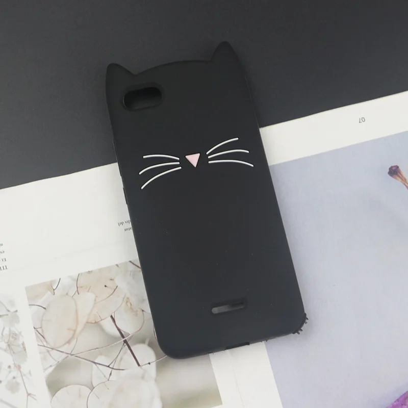 HuxuBlack Милый силиконовый чехол с 3D рисунком для Xiaomi Redmi 6A, чехол s, Япония, блестящая борода, кошка, кошечка с милыми ушками, чехол для телефона 6 Pro Redmi6 6Pro - Цвет: HuxuBlack