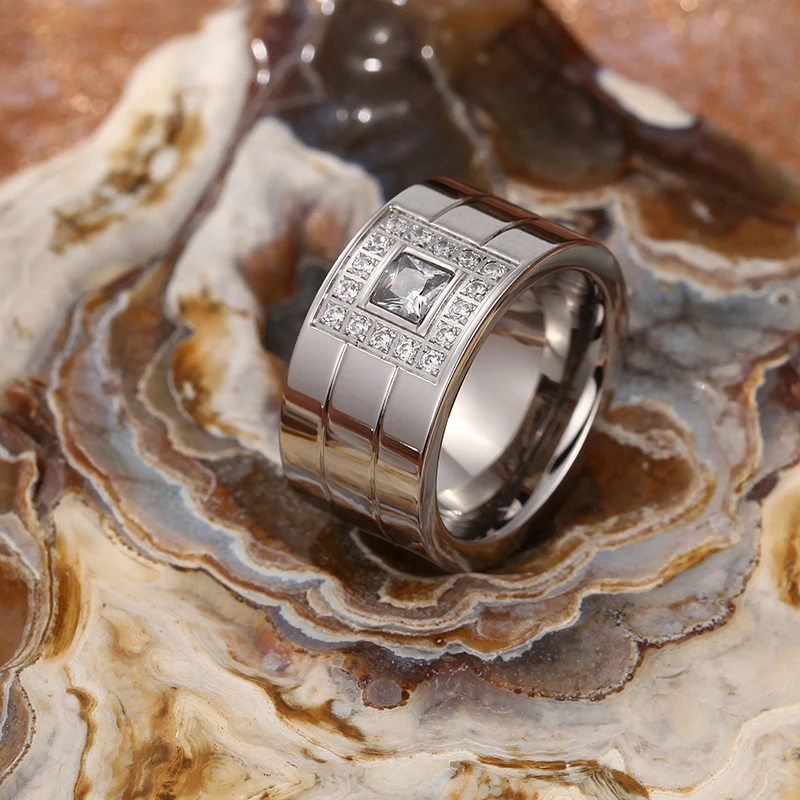 Черный Камень Элегантный Цвет серебро кольцо качество нержавеющая сталь