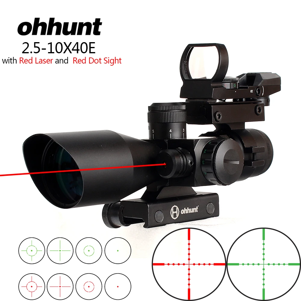 Ohhunt 2 5 10x40 Mildot светящаяся сетка для винтовки Голографическая 4 Сетка точка зрения