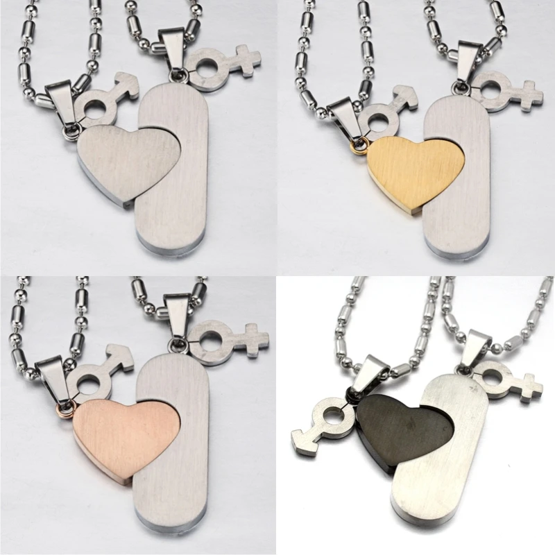 Двухцветное ожерелье с подвеской в виде двух символов для мужчин и женщин|necklace