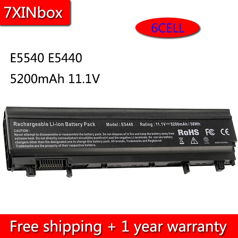 Аккумулятор 7XINbox 6 ячеек 5200 мАч VV0NF N5YH9 для Dell Latitude E5540 E5440 WGCW6 CXF66 VJXMC 0M7T5F 0K8HC 1N9C0 7W6K0 F49WX