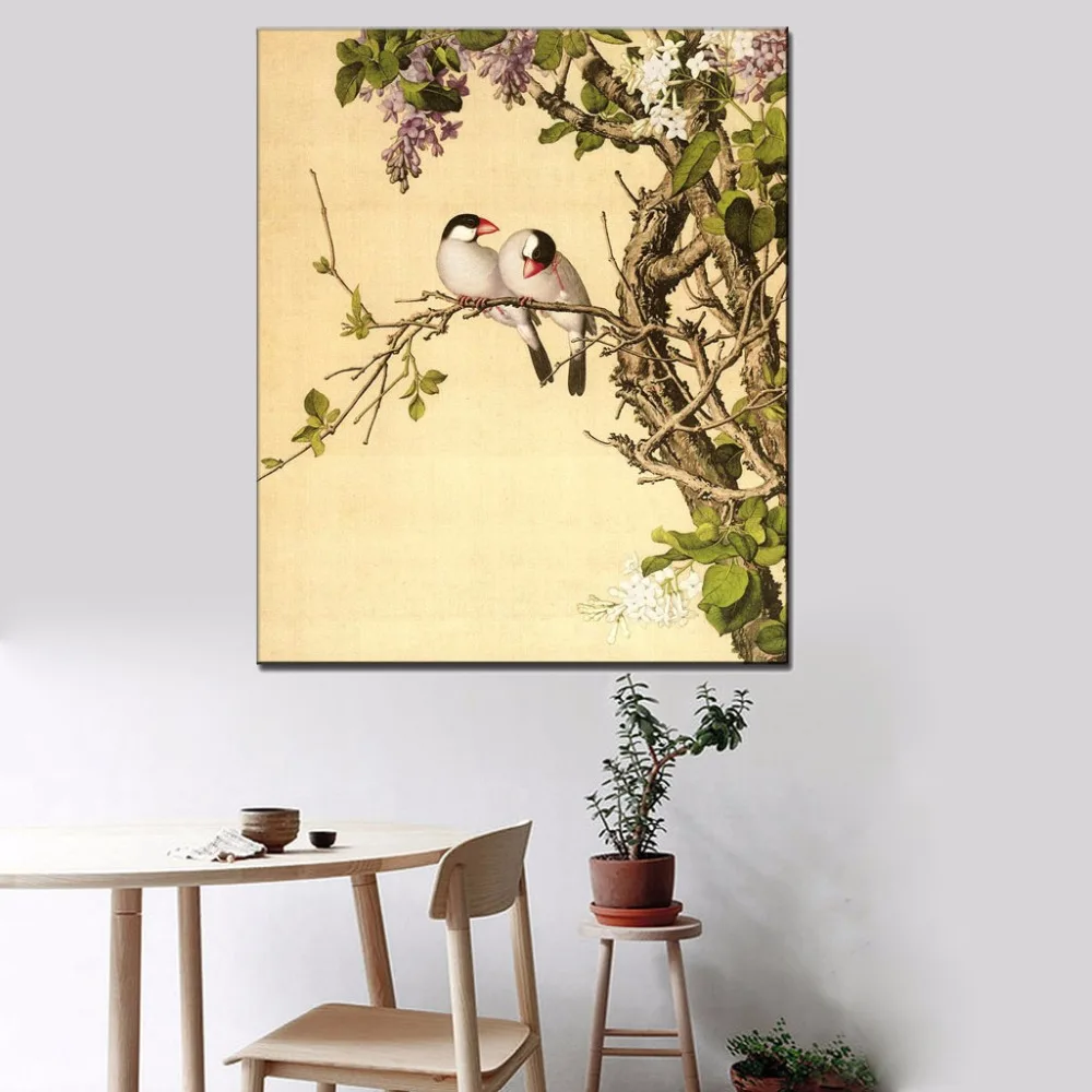 Китайский классический цветок и птица пейзаж Картина Печать на холсте природные