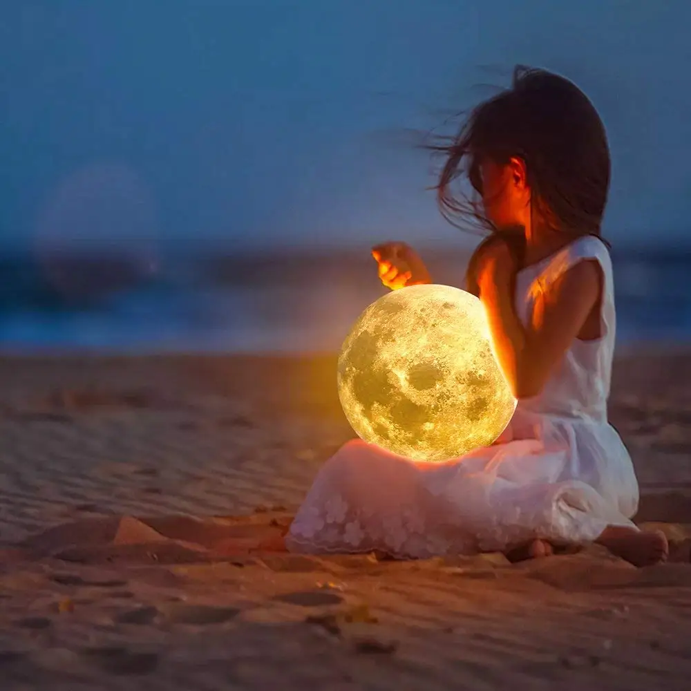 10 см 3D принт Луна ночной Светильник перезаряжаемая Лунная лампа Luna диммер 2 цвета