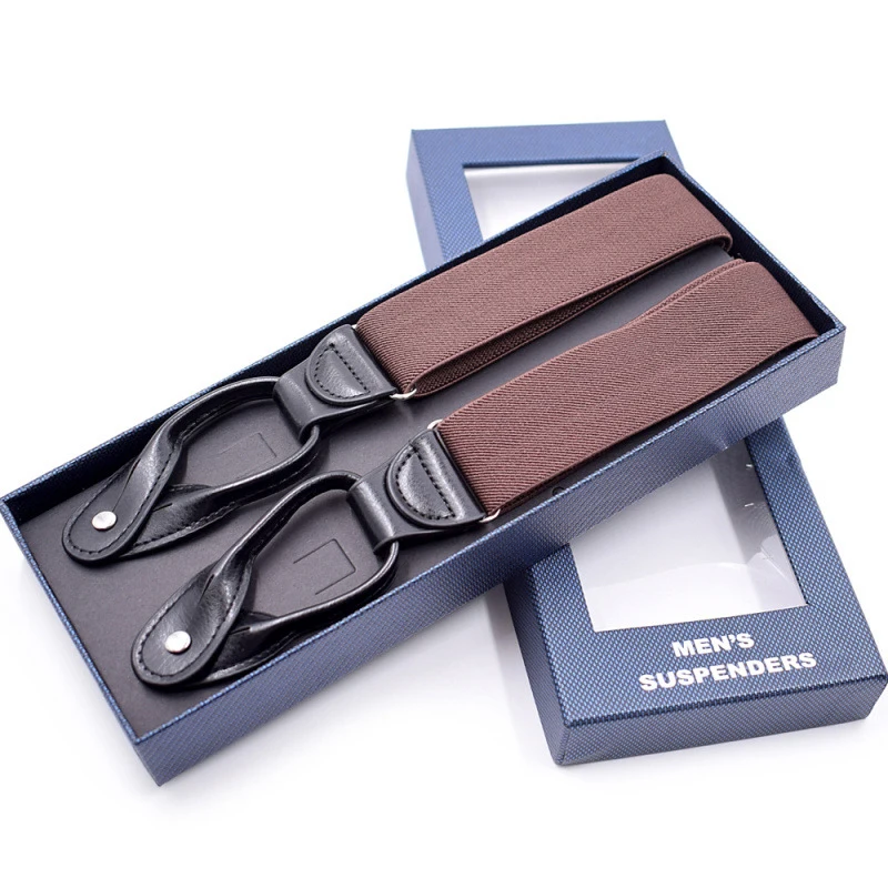 Подтяжки на пуговицах для взрослых черные кожаные подтяжки Y образной формы