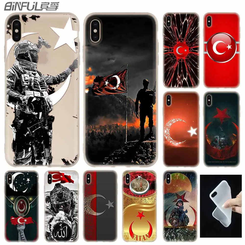 Модный чехол с турецким флагом силиконовый мягкий для iPhone 12 11 Pro X XS Max XR 8 7 6 Plus 5s SE