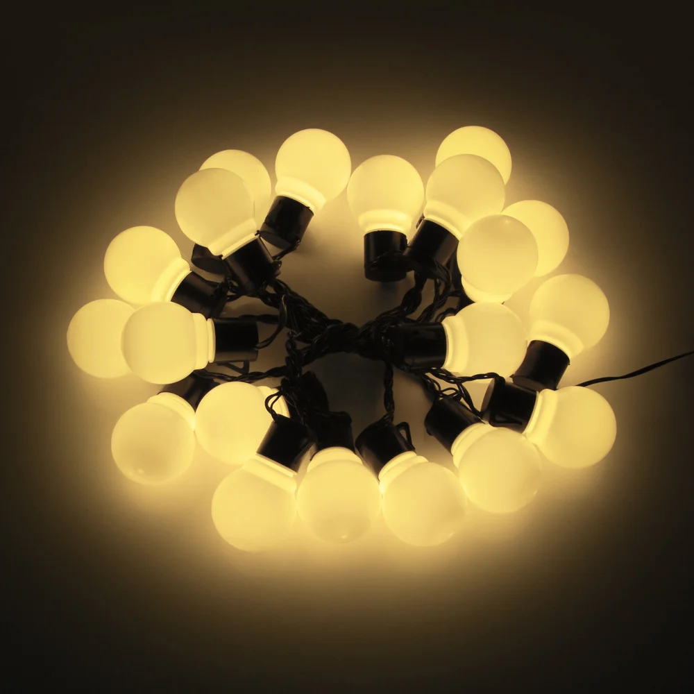 Milky Bulb Warmwhite 2,5 м 5 м сказочная гирлянда светодиодный шар гирлянда огни Водонепроницаемая Рождественская елка Свадебные украшения дома солнечные фонари для патио - Испускаемый цвет: Milky Bulb Warmwhite
