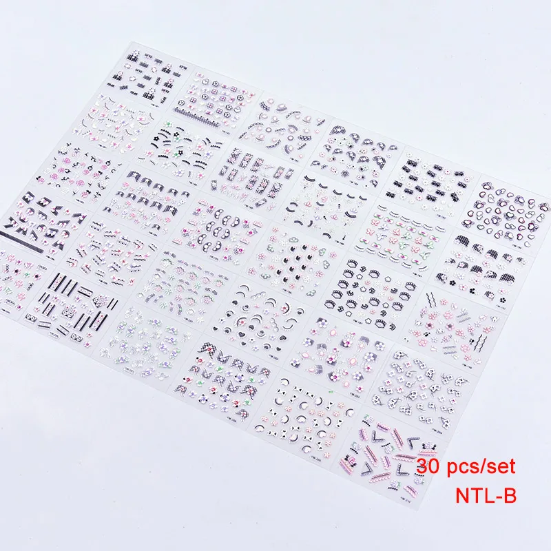 30 листов/партия 2018 Новое поступление стикер для ногтей Сердце/цветок дизайн Frech 3D