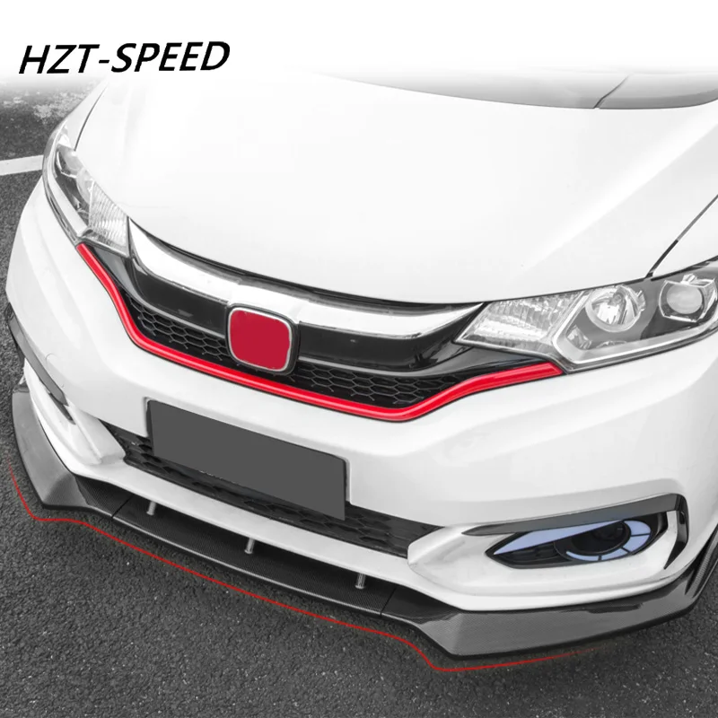 3 шт., АБС/углеродное волокно, передний бампер для Honda FIT, автомобильная внешняя модификация