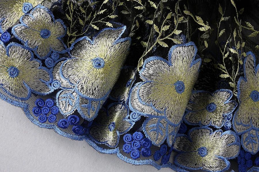 Женская Прозрачная кружевная блузка ALPHALMODA элегантная голубая с цветочным