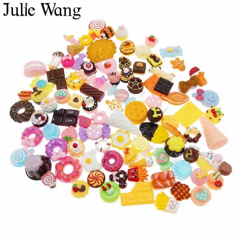Julie Wang 100 шт. Смешанная полимерная для торта Хлеб леденцы кабошон слайм