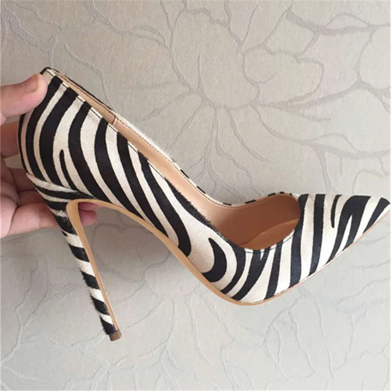 Zebra 8cm Heels Veowalk пикантные женские туфли-лодочки из флока, с острым носком, на очень высоком каблуке, без шнуровки, на шпильке модная женская обувь для вечеринок на тонком каблуке - Цвет: Zebra 8cm Heels