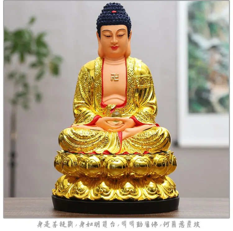 Sakyamuni Смола Материал китайских буддистов статуя Гуаньинь Будды: 12-фут домашное украшение храмов Тибетский короля Бодхисаттвы - Цвет: Sakyamuni
