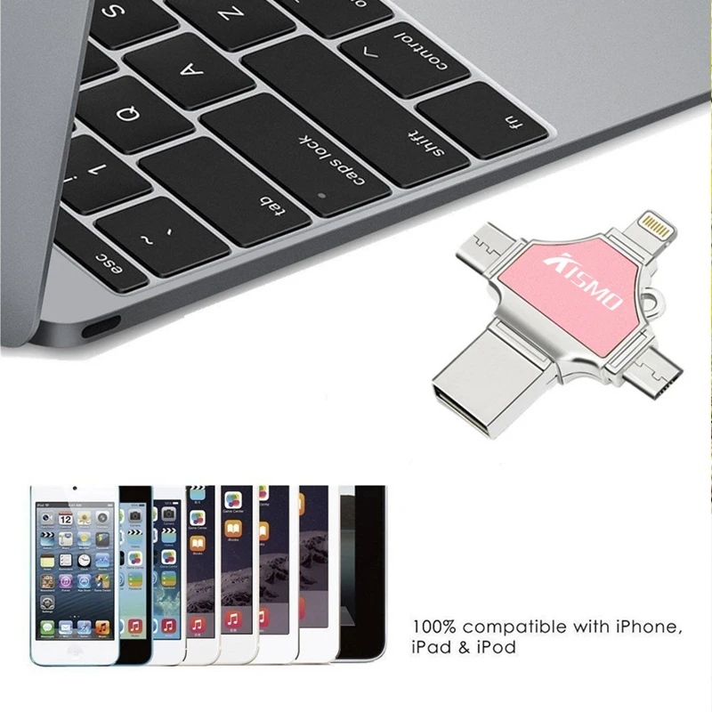 USB флеш накопитель OTG Kismo 4 в 1 16 ГБ 32 64 128 карта памяти Type C для Samsung S8 S9 Huawei P20 iphone X 8 7