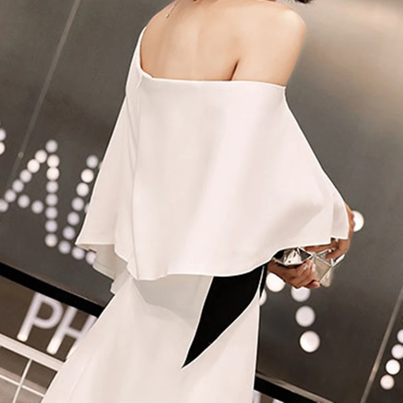 Женское вечернее платье с накидкой на одно плечо длинное для выпускного вечера