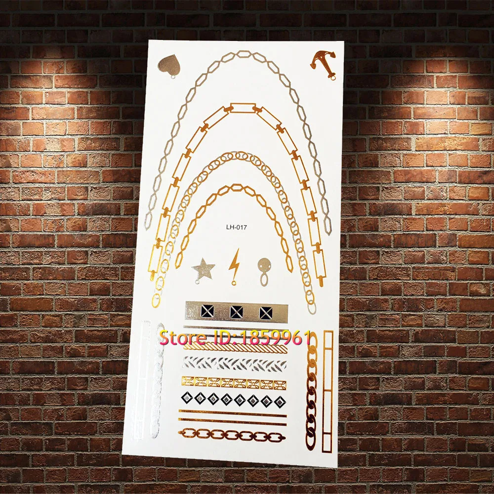 1 шт. Уникальная Золотая вспышка металлическая временная татуировка женский боди