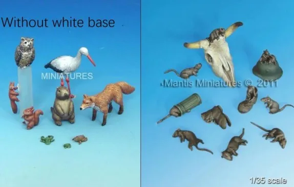 1/35 масштаб миниатюрные животные маленькие и мыши настольная модель сцены Неокрашенная смола набор фигура