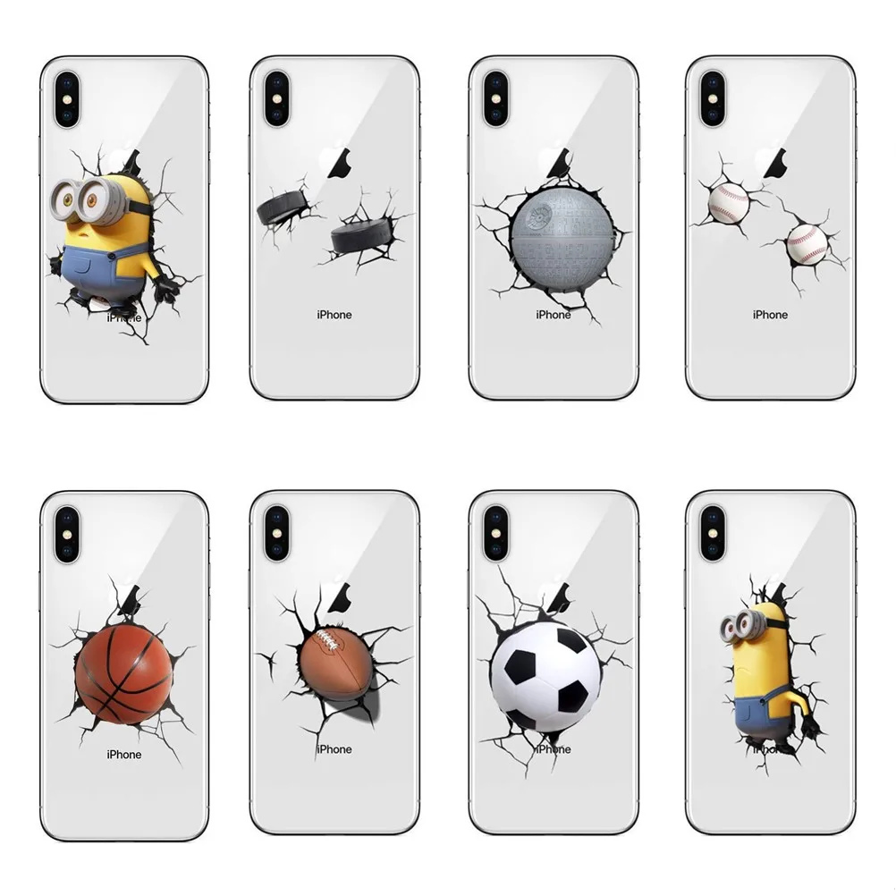 cartoon Minions /Football/basketball/rugby Soft TPU Silicone Case Cover For Apple iPhone X 10 6 6SPlus 7 Plus 5 5S SE 8 8Plus |