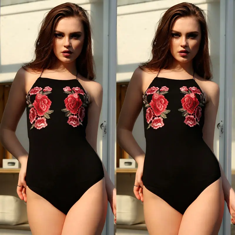 2018 Новое поступление женские черные кружевные сексуальные цветочные лямки через