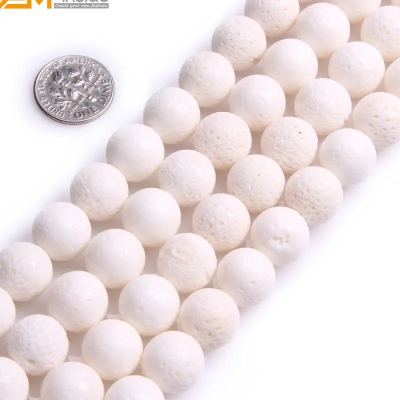 Натуральный круглый белый коралловый бисер для изготовления ювелирных изделий