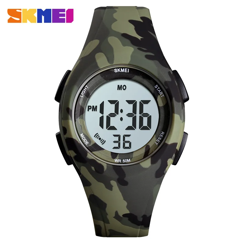 Green Camouflage SKMEI спортивные детские часы, цифровые часы, модные, много цветов, детские часы, 5 бар, водонепроницаемые, светящийся дисплей, montre enfant 1459 - Цвет: Green Camouflage