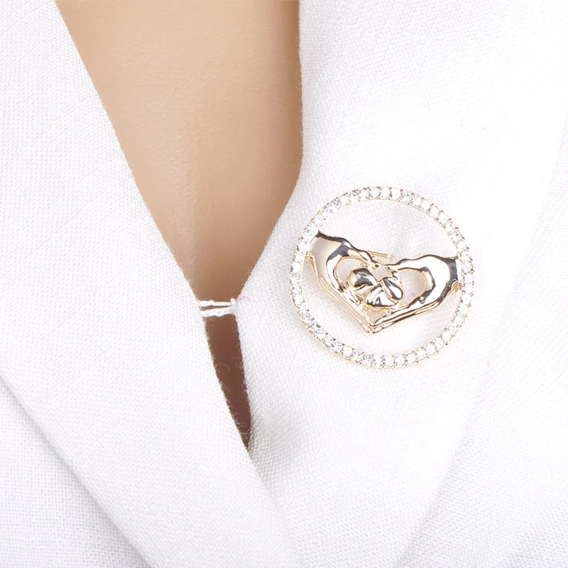 Женская теплая брошь Funmor круглая эмалированная в форме рук кардиган для мам