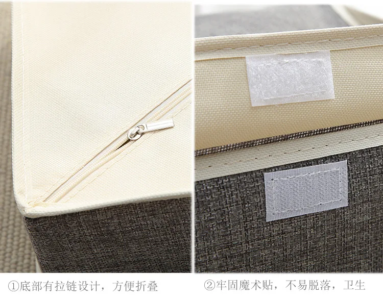 Cotton linen underwear receipt box multi-lattice foldable bra finishing with covered socks storage box underwear organizer