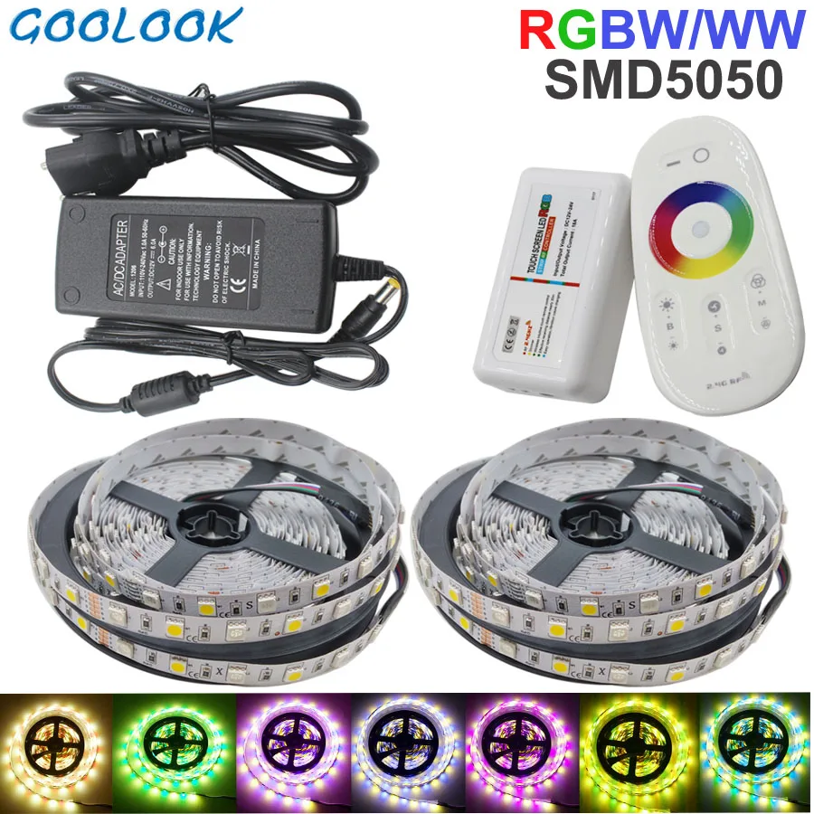 10 м RGBW светодиодный светильник 5050 SMD 60 светодиодный s/M полоса диодный светильник+ сенсорный экран RF контроллер+ адаптер DC12V полный комплект украшения