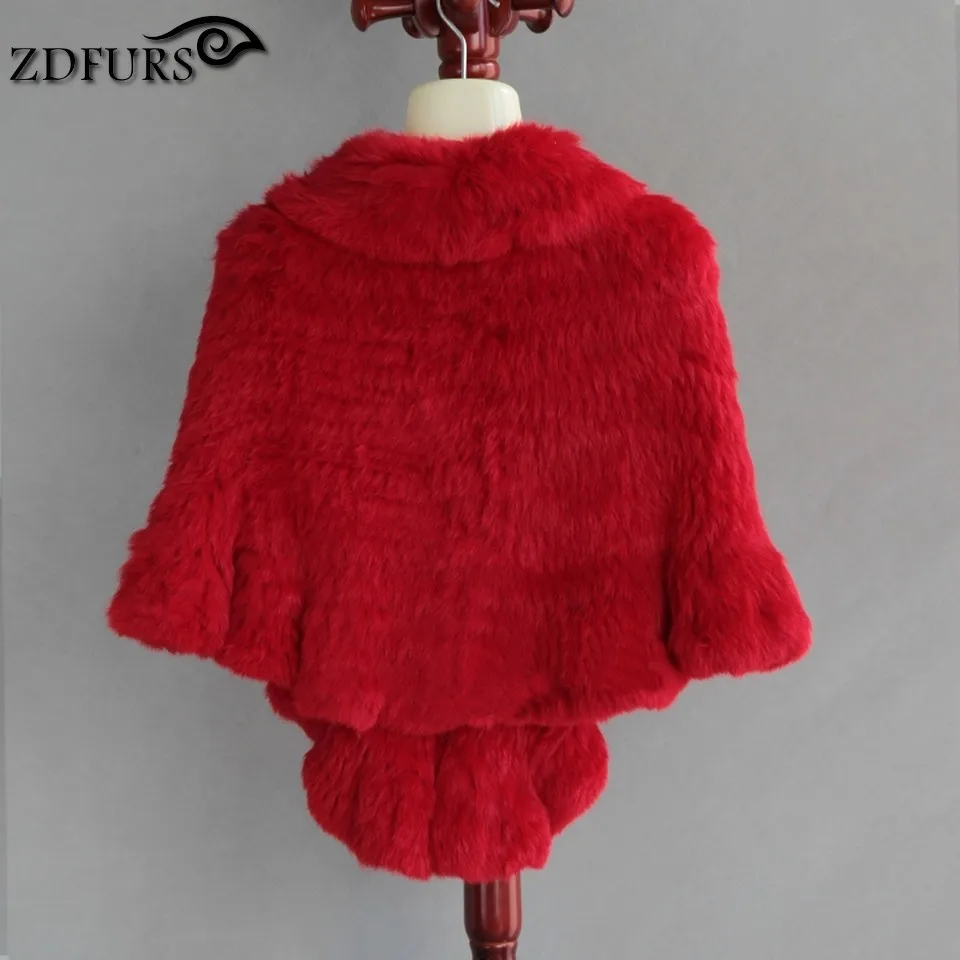 ZDFURS* ручной работы, натуральная, шапка с кремким мехом кролика накидка с гофрированным подолом Для женщин из натурального меха шаль Обёрточная бумага плащ Batwing палантин ZDKR-165024