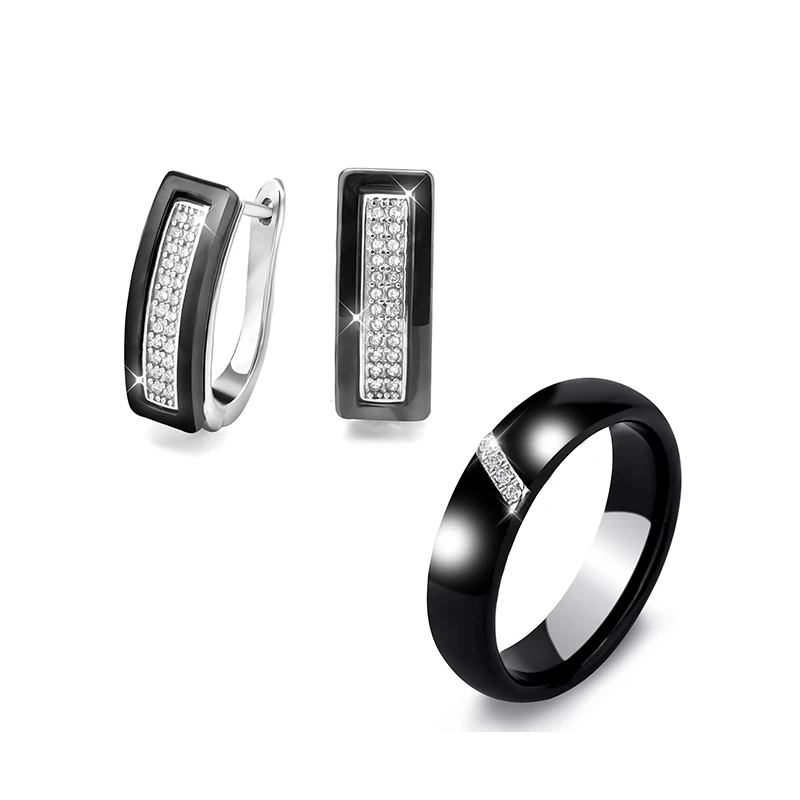 Модные женские серьги кольца керамический тренд ювелирный набор с кристаллами U
