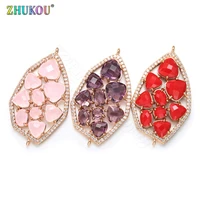 zhukou 2019 new arrival fashion diy jewelry connector accessories handmade polygon crystal connector making findings for women