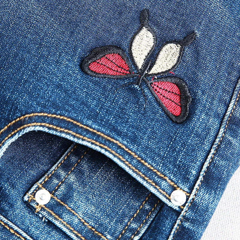 CTRLCITY Summer Skinny Jeans Women Stretch Calf Length Denim Pants High Waist Women's Embroidery Female Short Jean |