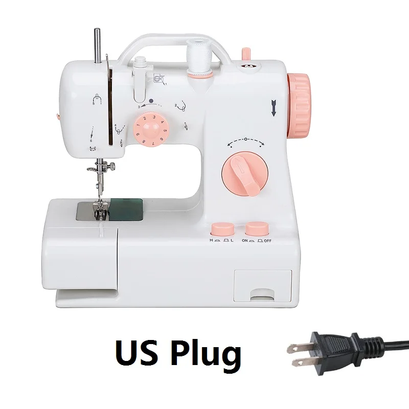 US Plug Мини 12 стежков швейная машина бытовая многофункциональная двойная нить и скорость свободный руки Крафт машина для починки США/Великобритания/ЕС вилка - Цвет: US Plug