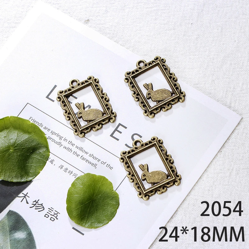 

24*18mm 10pcs Rabbit Alloy Pendant For Diy Jewelry Making 2 Colors Antique Silver Antique Bronze No.2054