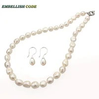 selling well wonderful baroque real cultured pearls choker necklace hook dangle earring set white fine jewelry for girl women