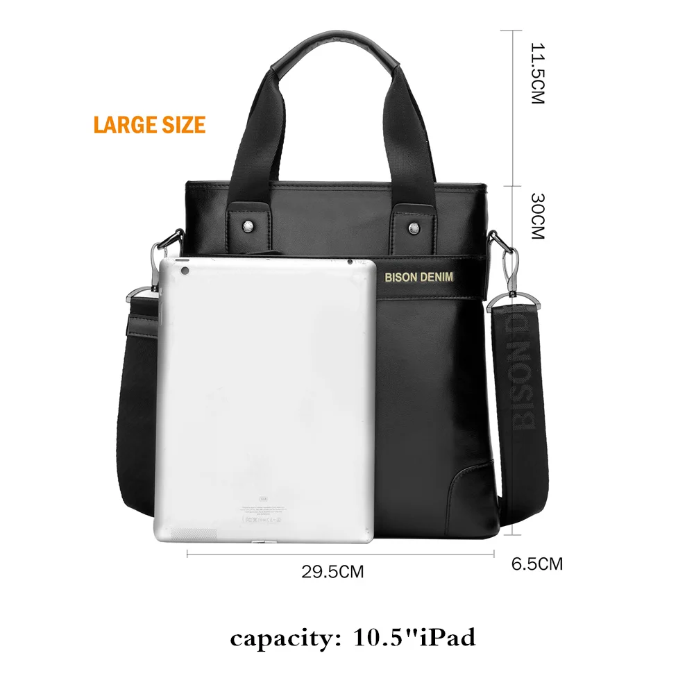 BISON DENIM сумка из натуральной кожи мужская деловая сумка через плечо iPad коровья кожа сумка через плечо мужские сумки N2202