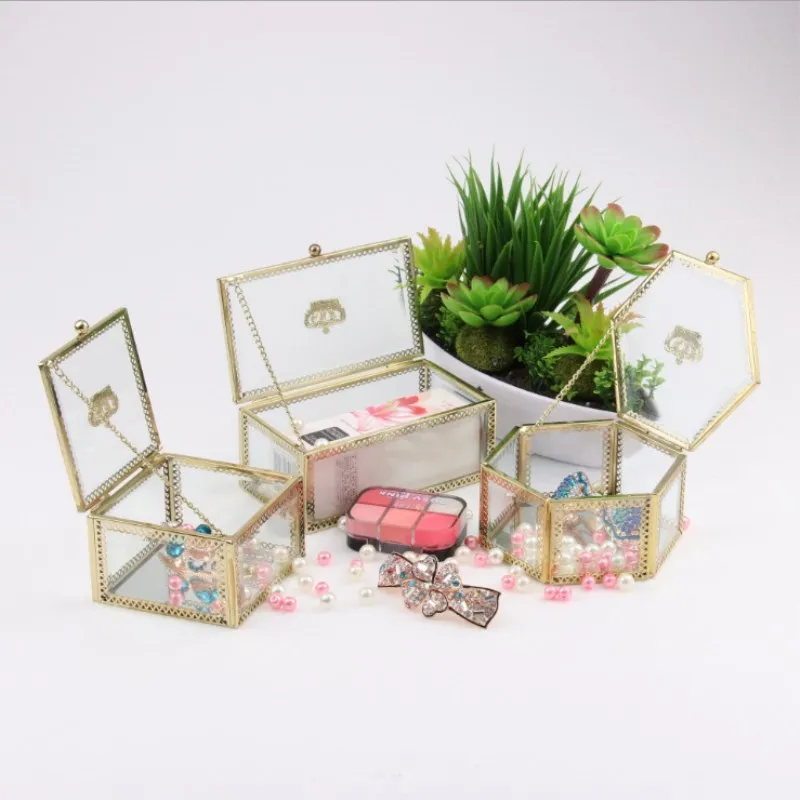 

Crown Jewelry Box Glass Box Home Decoration High-end Gold Jewelry Box Display Props Home Decor Accessories Wedding Decor Gift